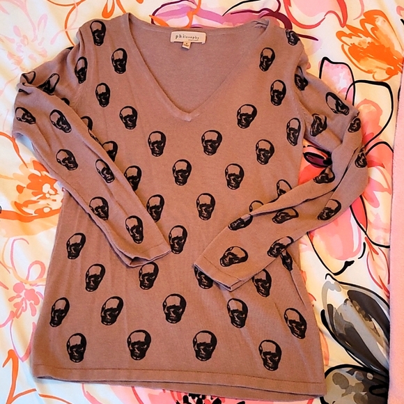 Philosophy Sweaters - 💀Philosophy Pink Skull Sweater Size Small